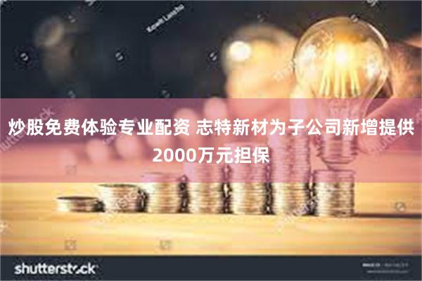 炒股免费体验专业配资 志特新材为子公司新增提供2000万元担